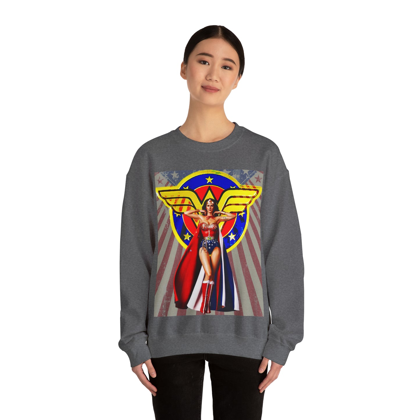 Vintage Female Hero Graphic Sweatshirt - Comic Streetwear Print (Bachi)