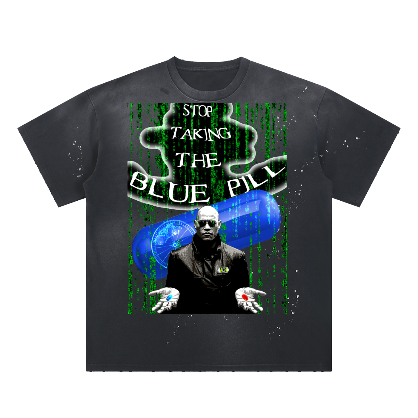 Paint Splatter Graphic Tee - Sci-Fi Cinema Cult Quote Streetwear (Bachi)
