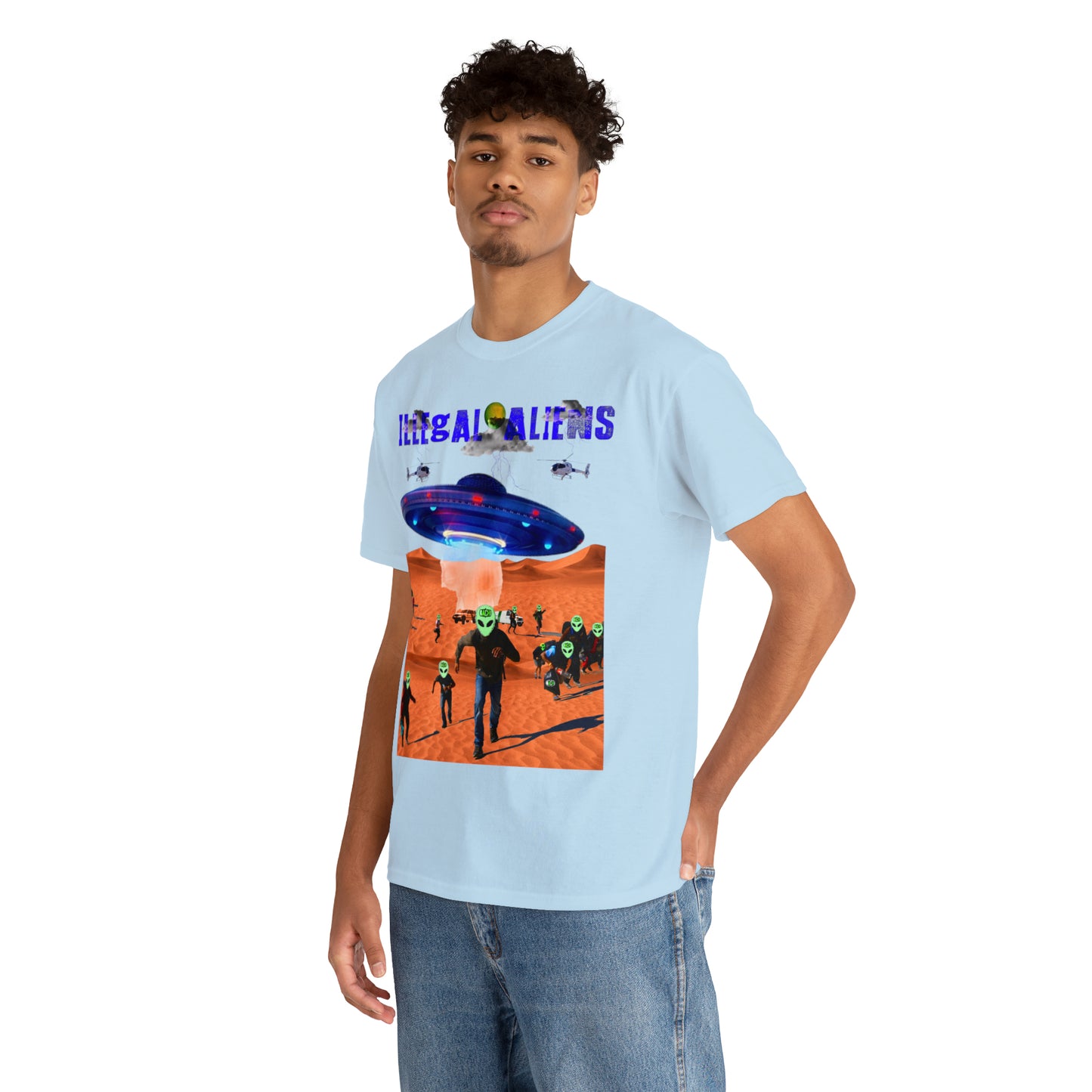 Vintage Sci-Fi Graphic Tee - Alien Invasion Streetwear Print (Bachi)
