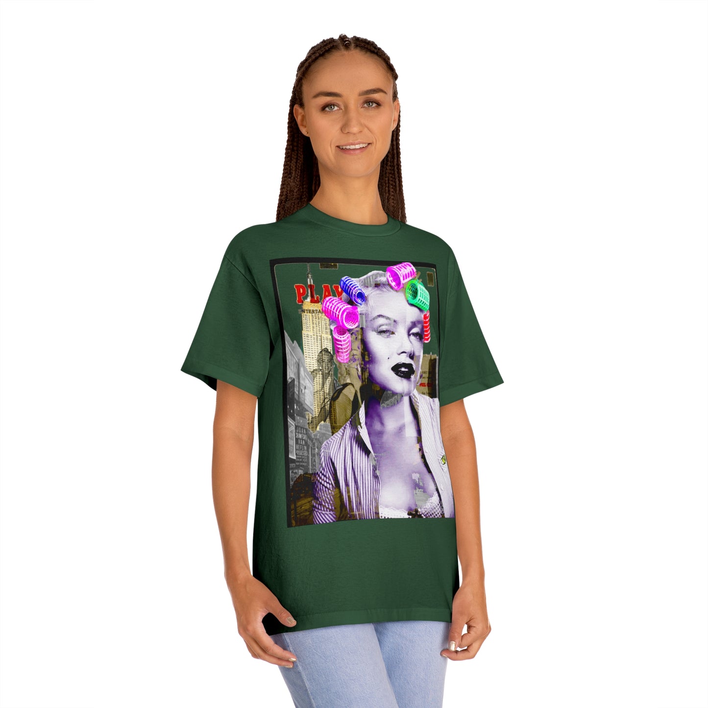 Vintage Pin-Up Graphic Tee - Hollywood Icon Pink Rollers Print (Bachi)