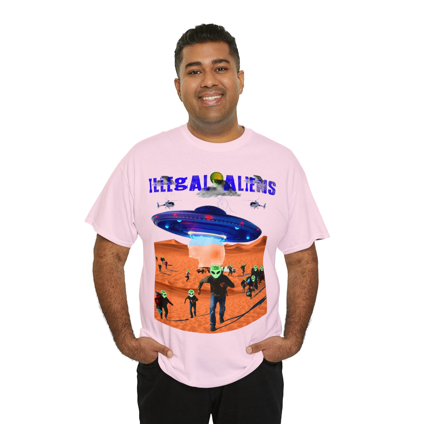 Vintage Sci-Fi Graphic Tee - Alien Invasion Streetwear Print (Bachi)
