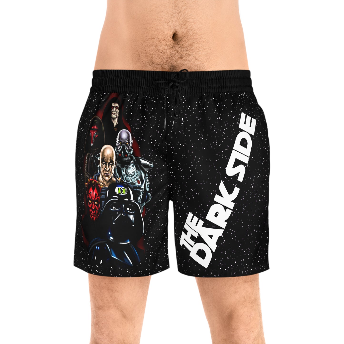 Sci-Fi Saga Graphic Swim Shorts - Dark Side Villain Streetwear Print (Bachi)