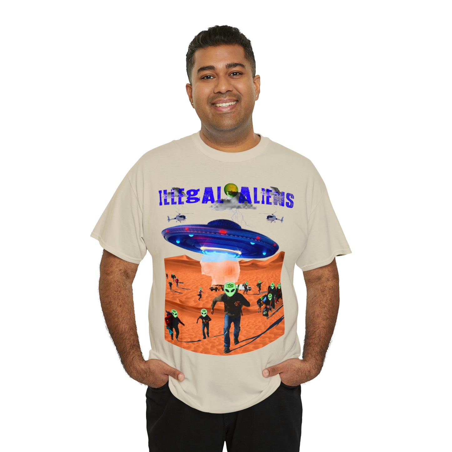 Vintage Sci-Fi Graphic Tee - Alien Invasion Streetwear Print (Bachi)