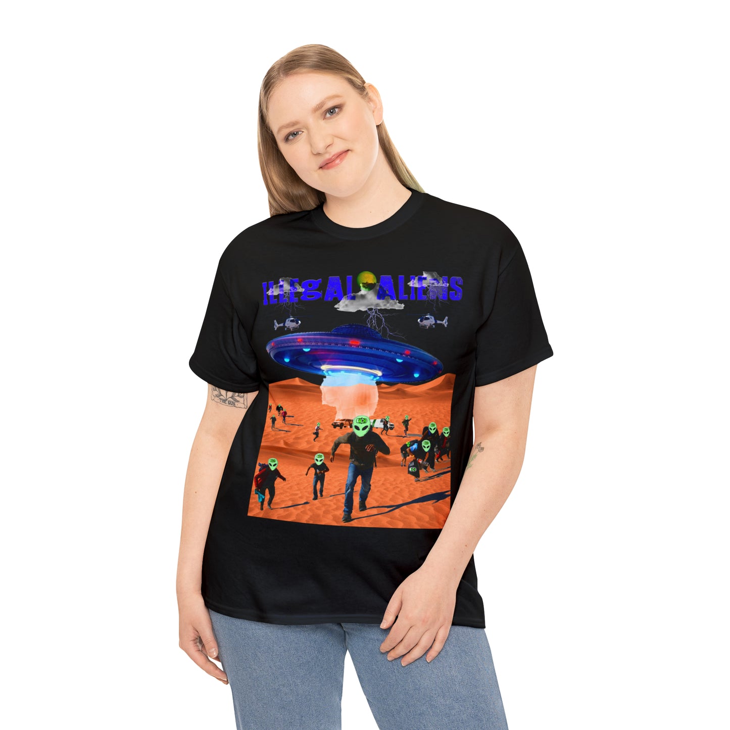 Vintage Sci-Fi Graphic Tee - Alien Invasion Streetwear Print (Bachi)