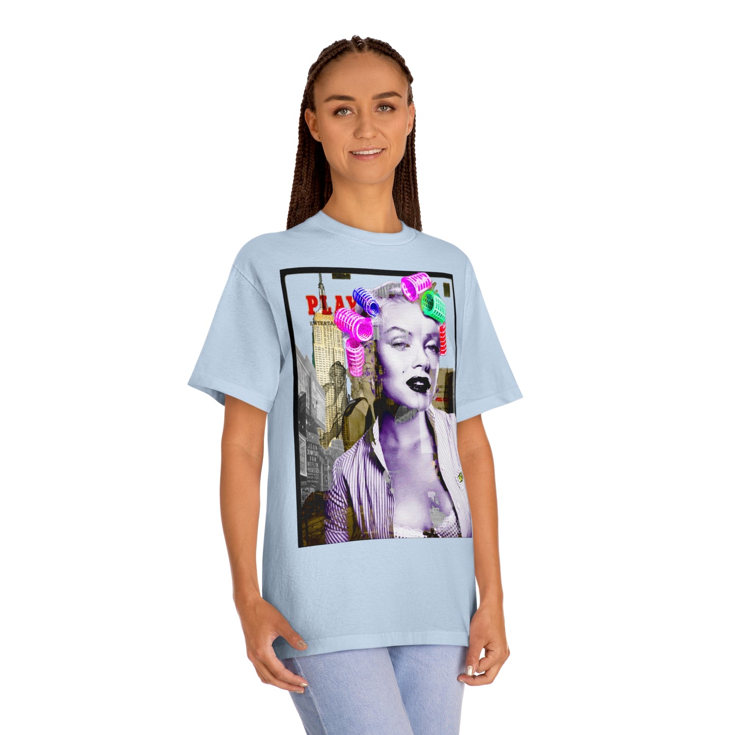 Vintage Pin-Up Graphic Tee - Hollywood Icon Pink Rollers Print (Bachi)