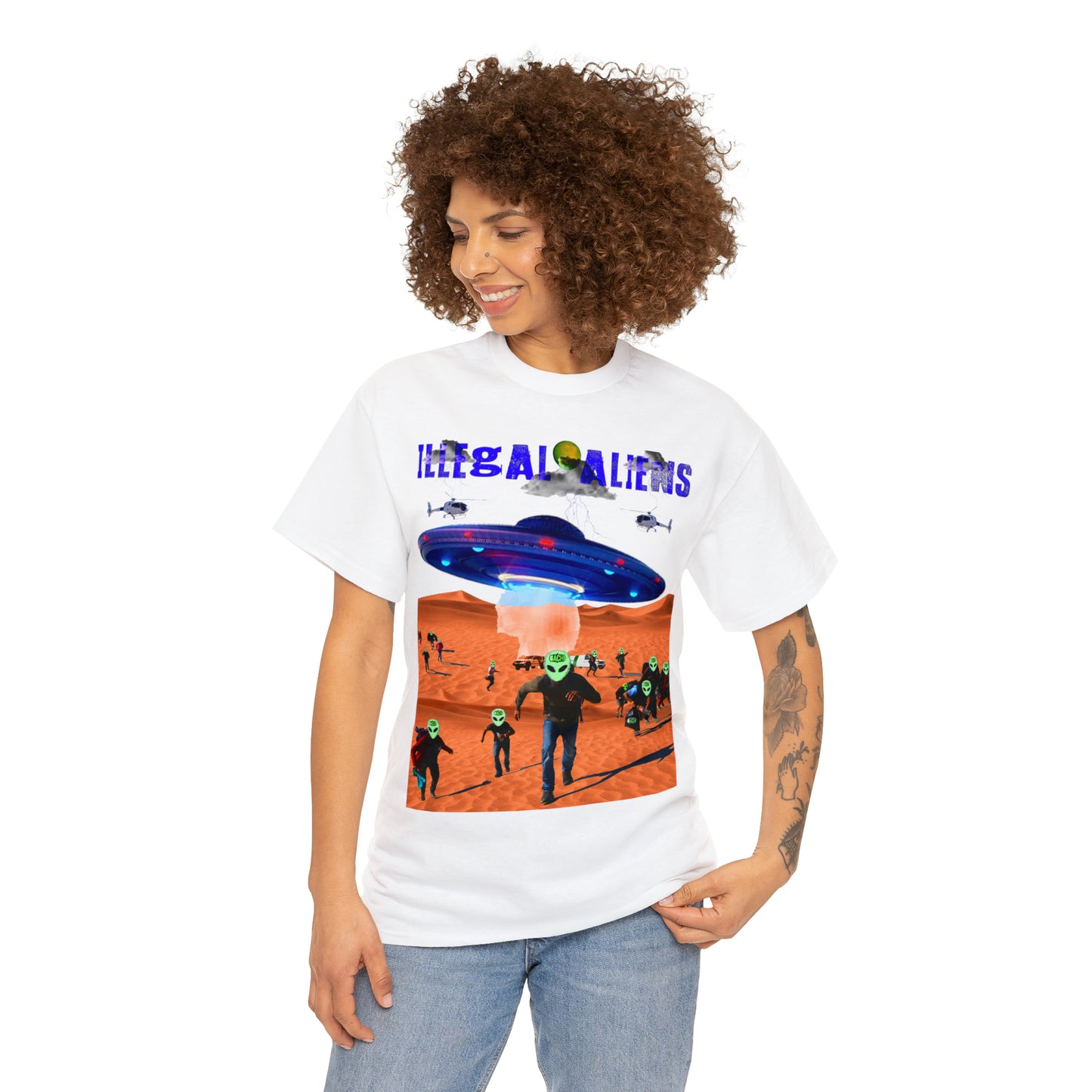 Vintage Sci-Fi Graphic Tee - Alien Invasion Streetwear Print (Bachi)