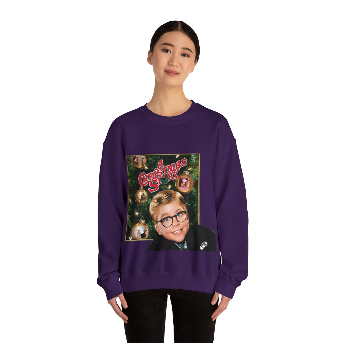 Vintage Holiday Graphic Sweatshirt - 80s Family Cinema Print (Bachi)