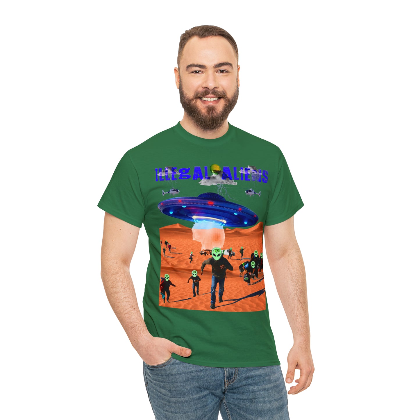 Vintage Sci-Fi Graphic Tee - Alien Invasion Streetwear Print (Bachi)