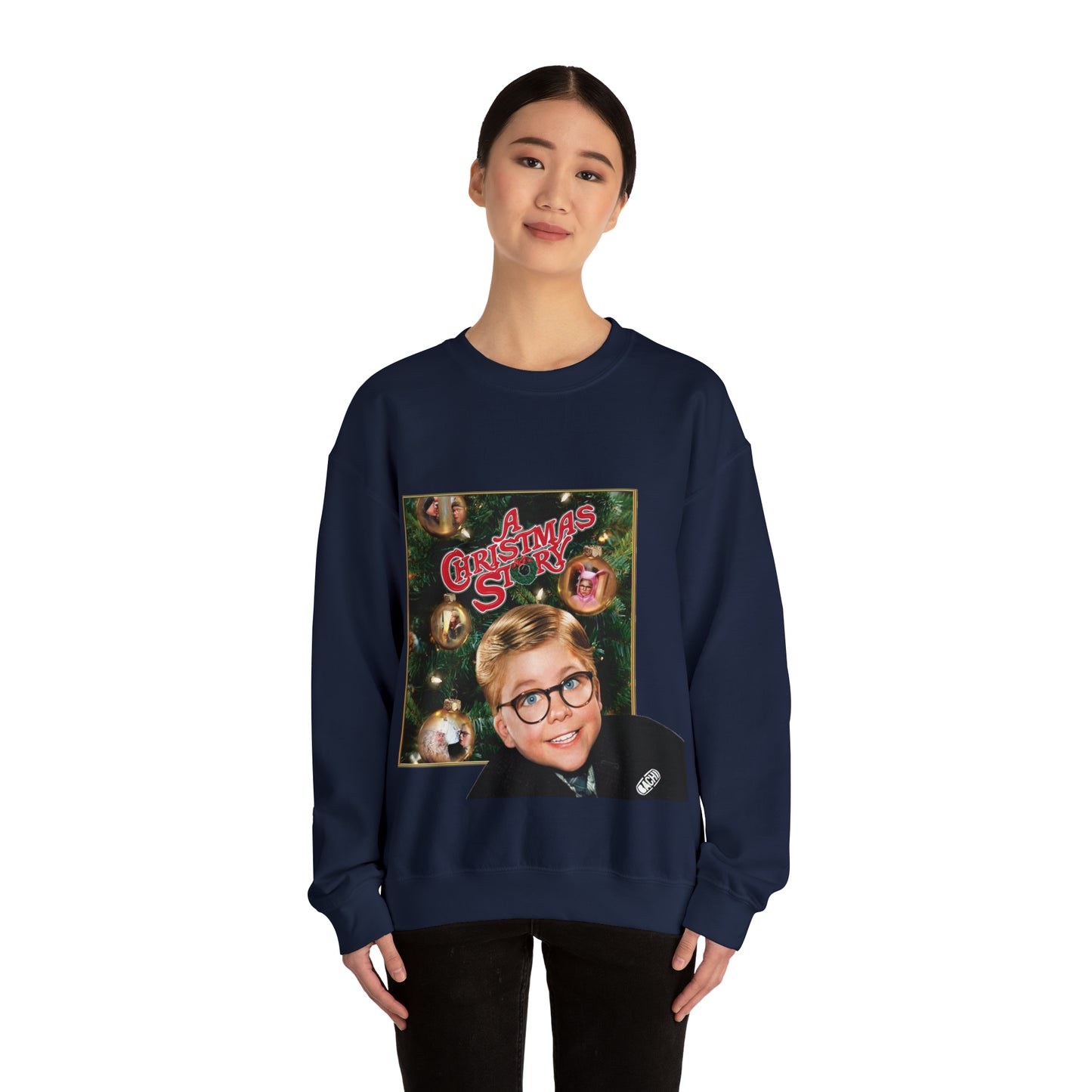 Vintage Holiday Graphic Sweatshirt - 80s Family Cinema Print (Bachi)