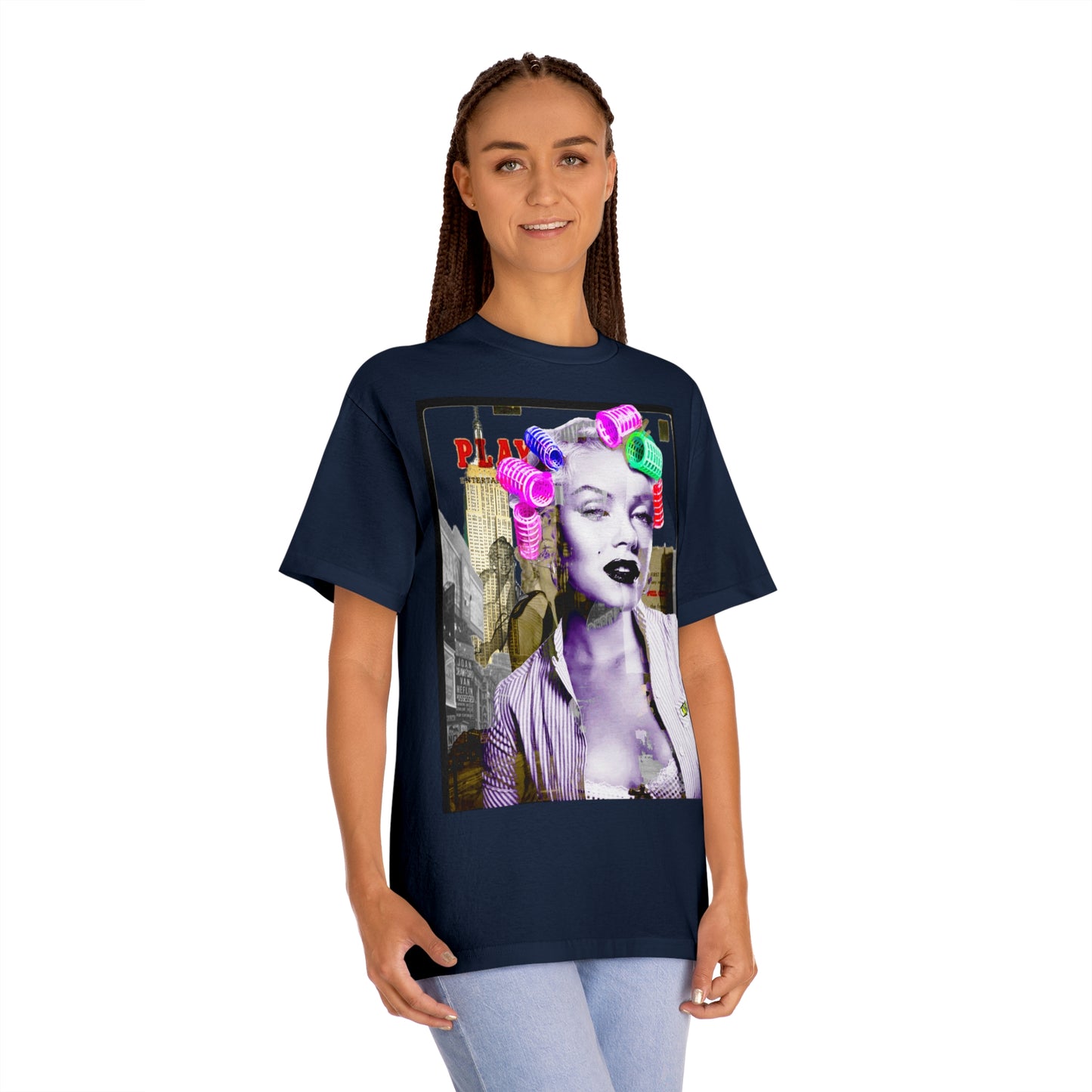 Vintage Pin-Up Graphic Tee - Hollywood Icon Pink Rollers Print (Bachi)