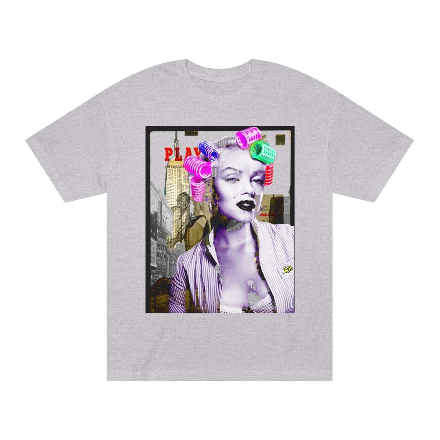 Vintage Pin-Up Graphic Tee - Hollywood Icon Pink Rollers Print (Bachi)