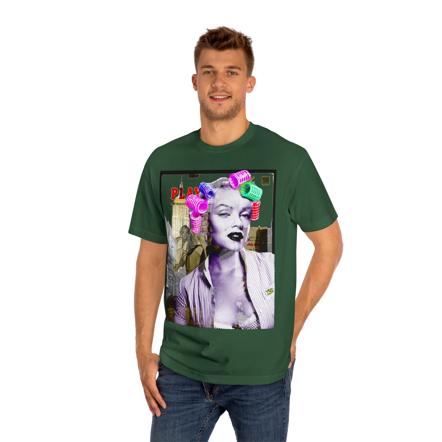 Vintage Pin-Up Graphic Tee - Hollywood Icon Pink Rollers Print (Bachi)