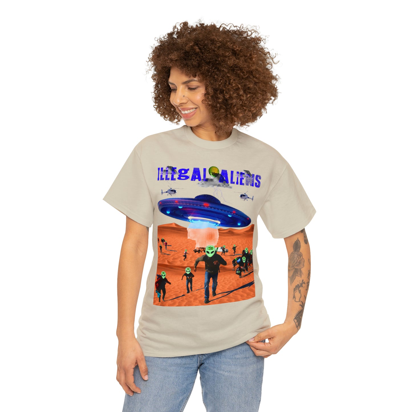 Vintage Sci-Fi Graphic Tee - Alien Invasion Streetwear Print (Bachi)