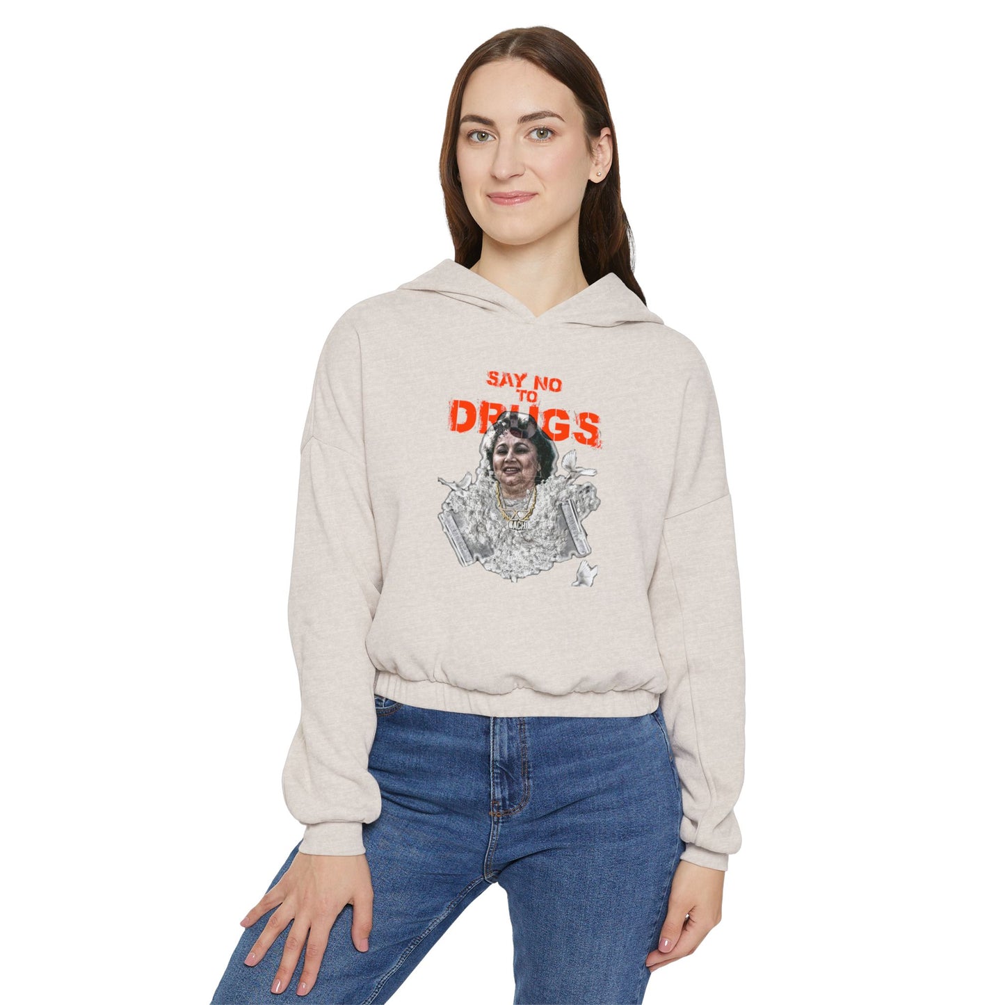 Cinched Hem Graphic Hoodie - Latin Icon Streetwear Print (Bachi)