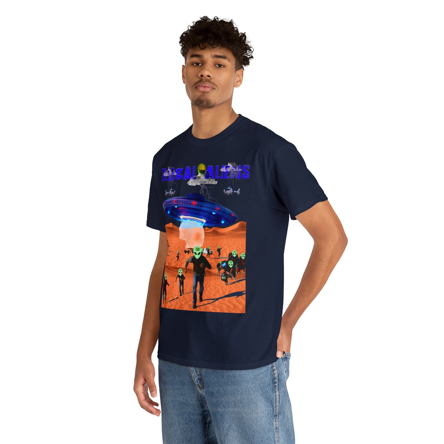Vintage Sci-Fi Graphic Tee - Alien Invasion Streetwear Print (Bachi)