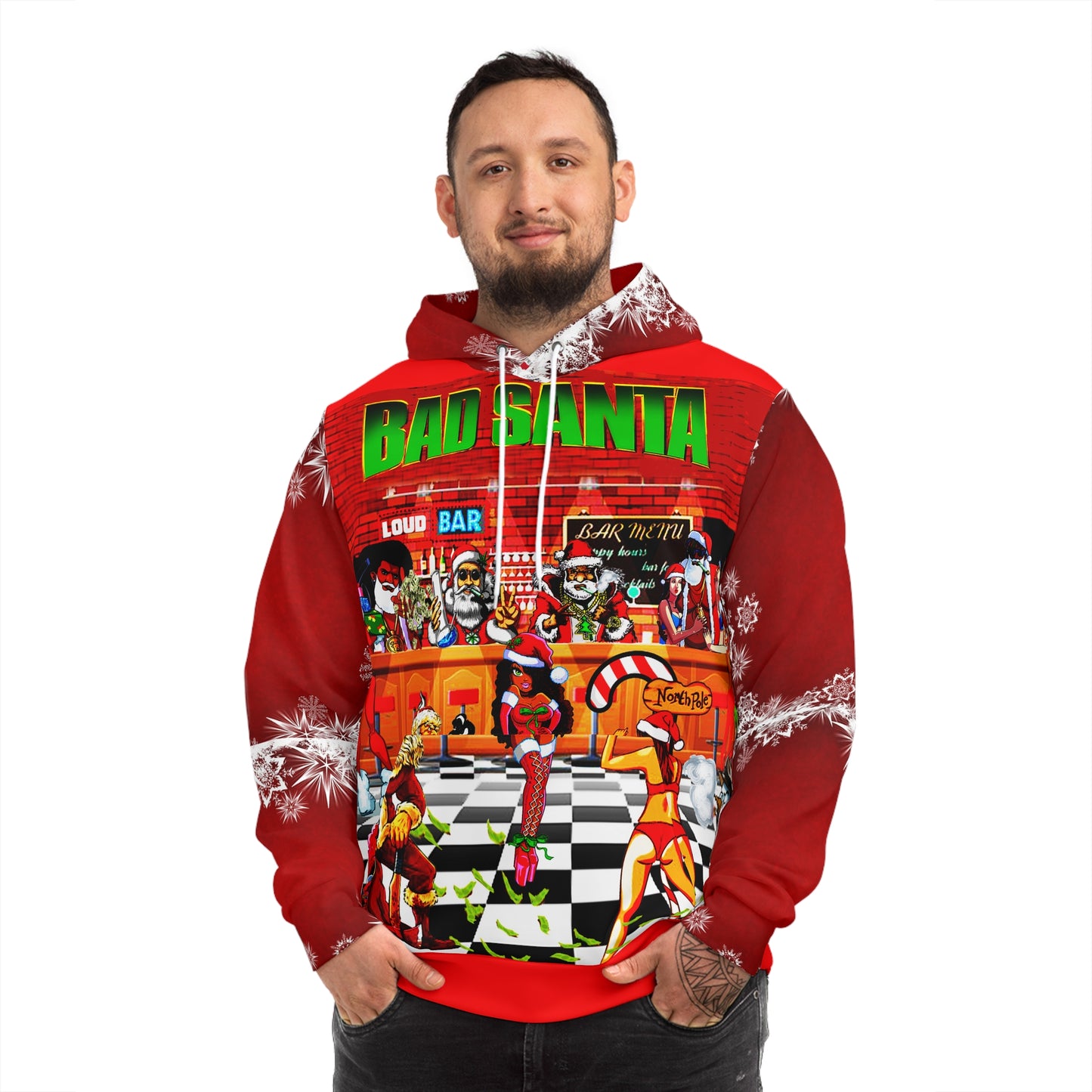 Oversized Holiday Graphic Hoodie - 00s Comedy Cinema Print (Bachi)
