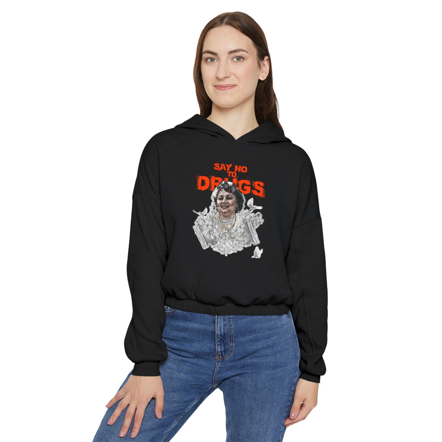 Cinched Hem Graphic Hoodie - Latin Icon Streetwear Print (Bachi)