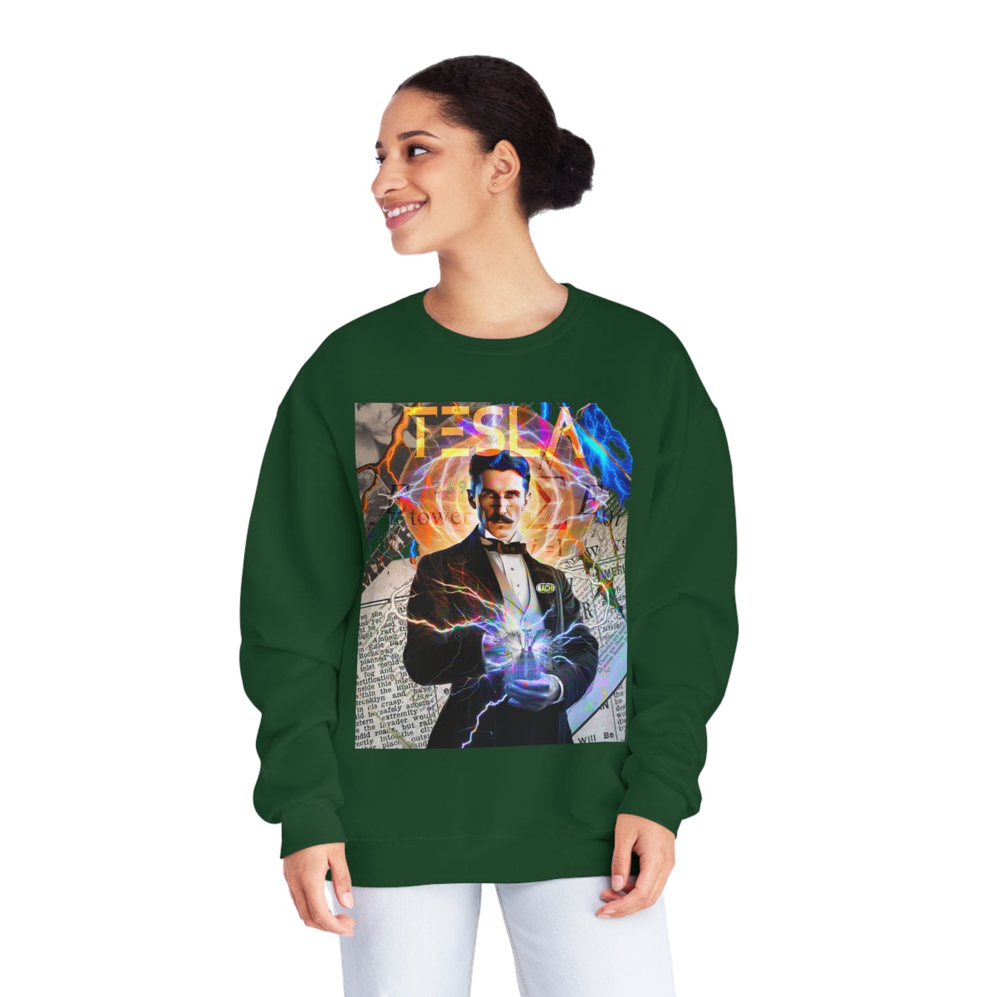 Vintage Science Icon Graphic Sweatshirt - Inventor Portrait Streetwear (Bachi)