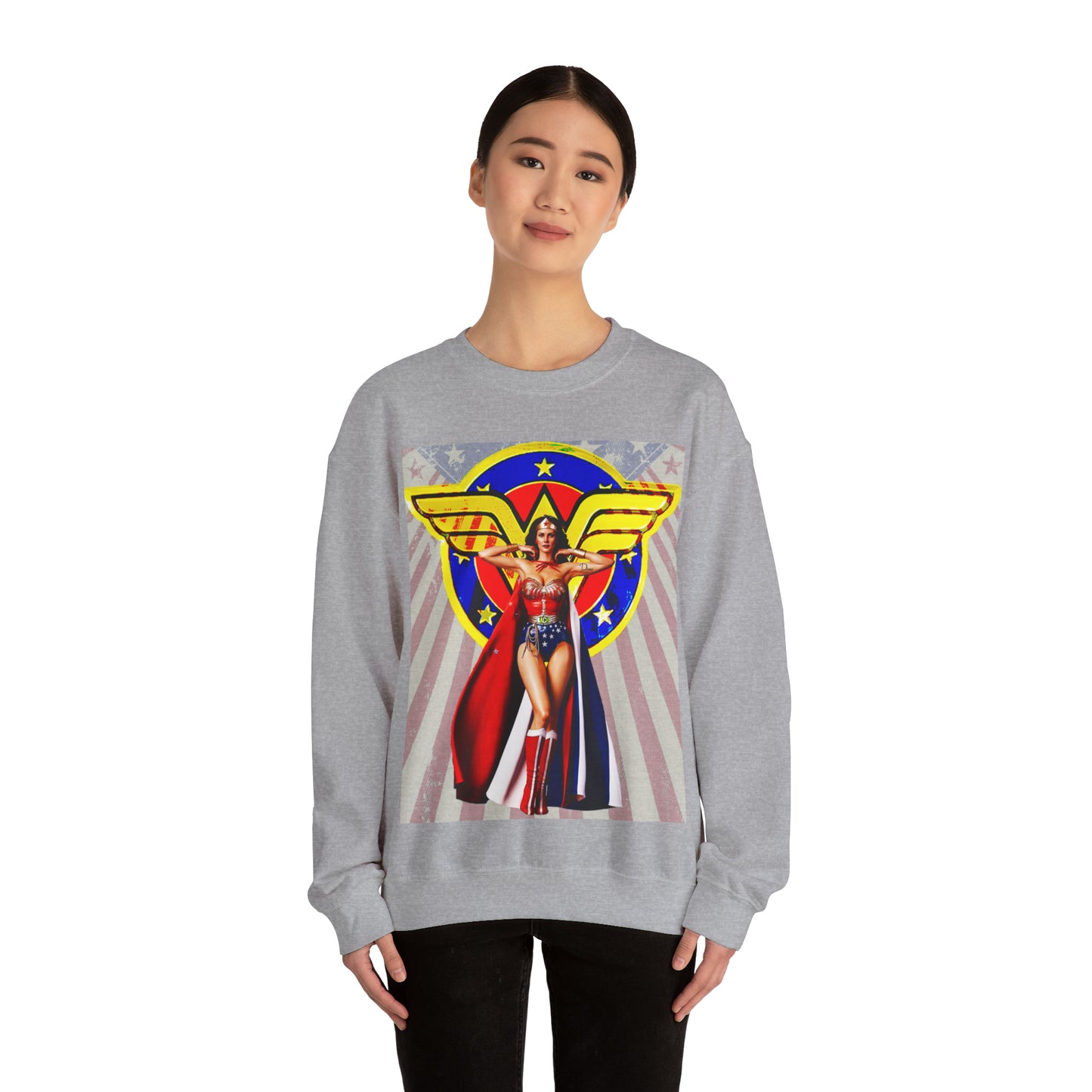 Vintage Female Hero Graphic Sweatshirt - Comic Streetwear Print (Bachi)
