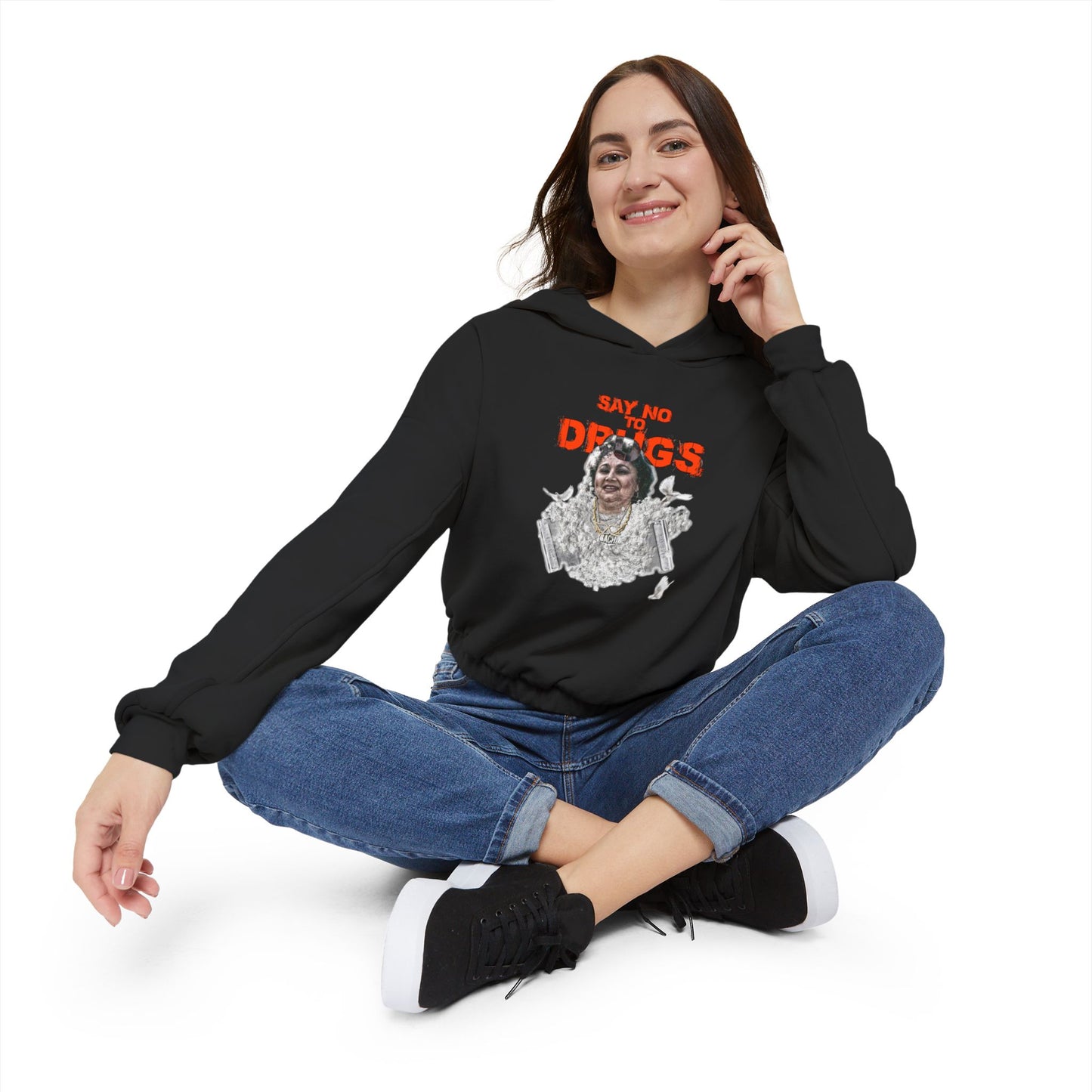 Cinched Hem Graphic Hoodie - Latin Icon Streetwear Print (Bachi)