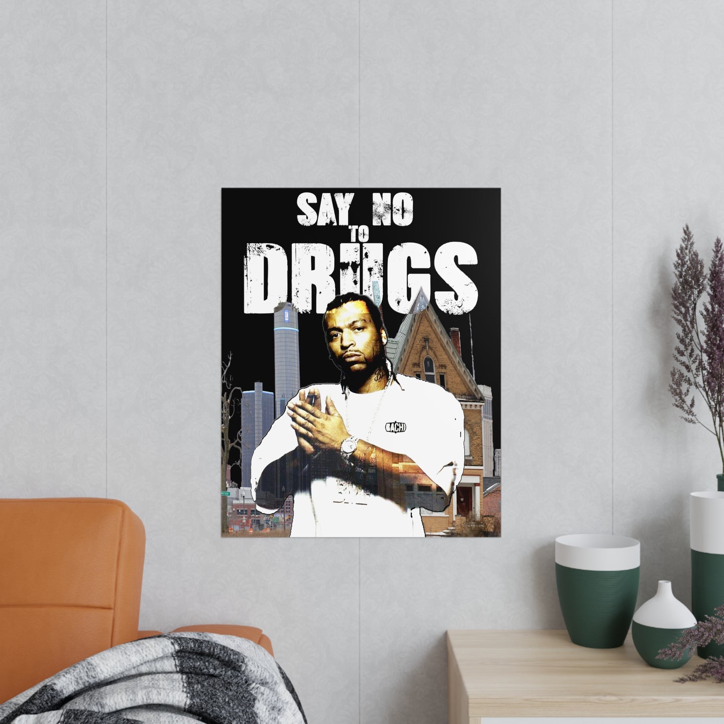 Vintage Hip-Hop Wall Art Poster - Detroit Legend Portrait Print (Bachi)