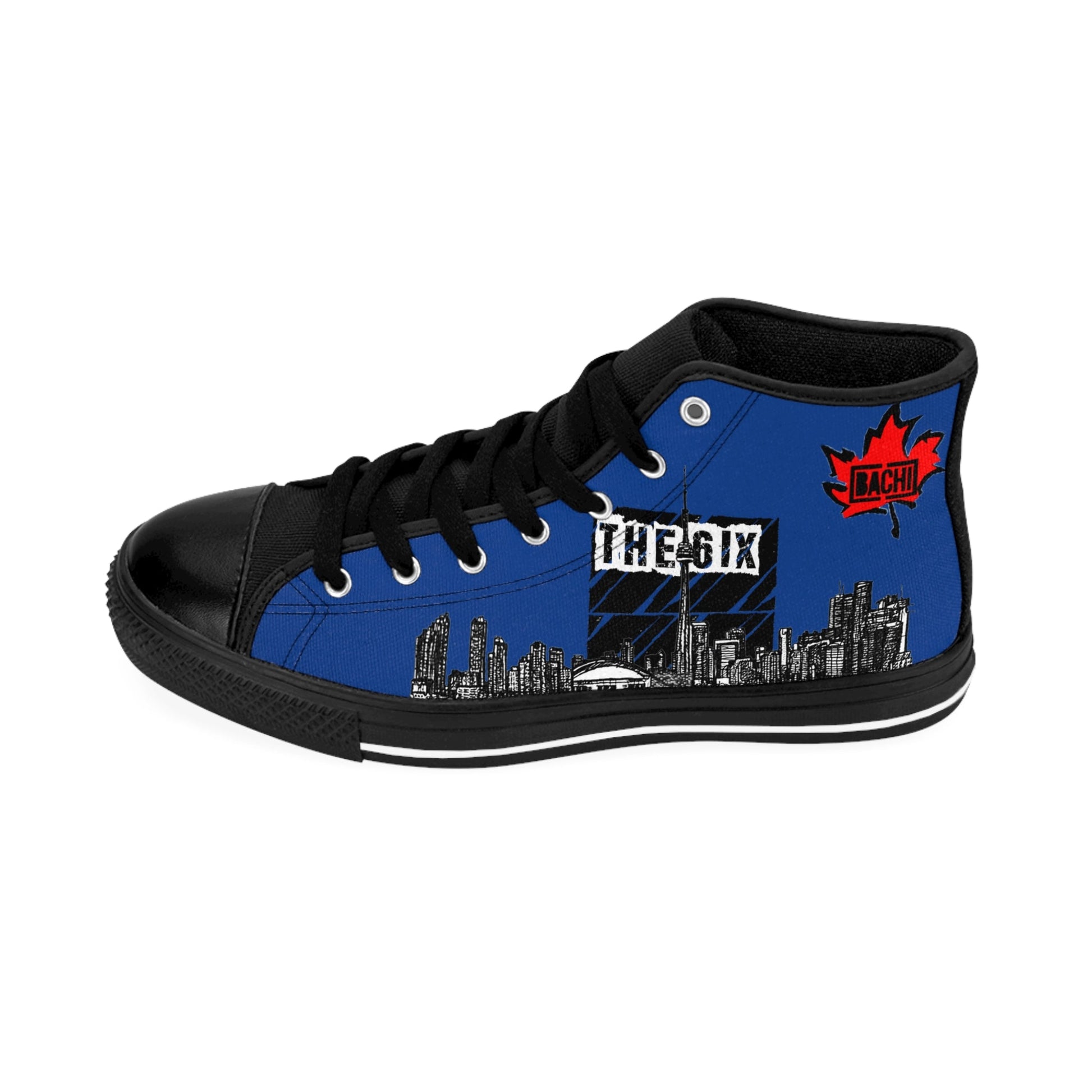 Men's High Top Sneakers Drippers Toronto Skyline  Blue Printify