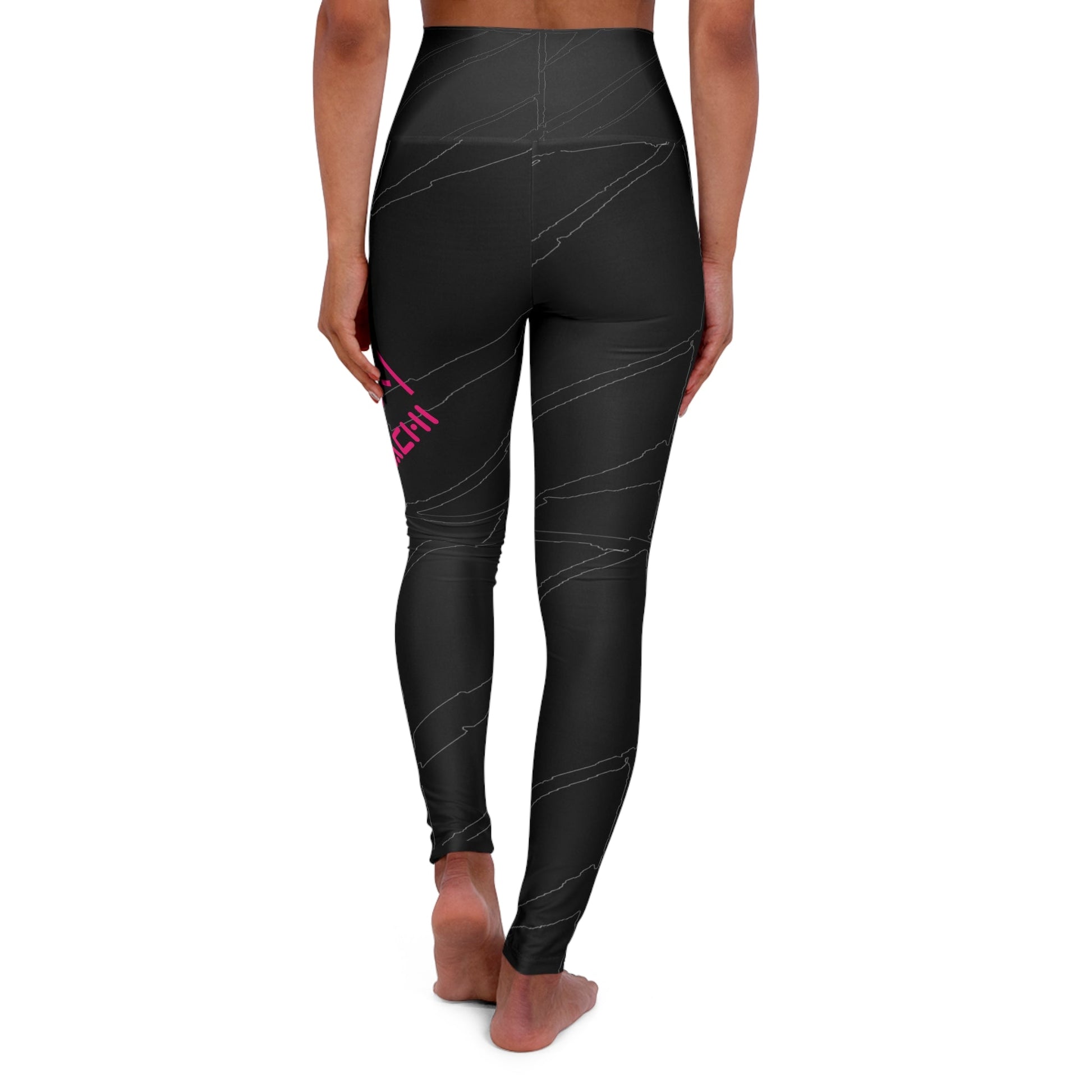 Woman High Waisted Yoga Leggings Bachi Pink Asia Printify