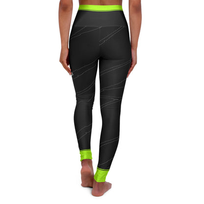 Women's Yoga Leggings Green Stripe Printify