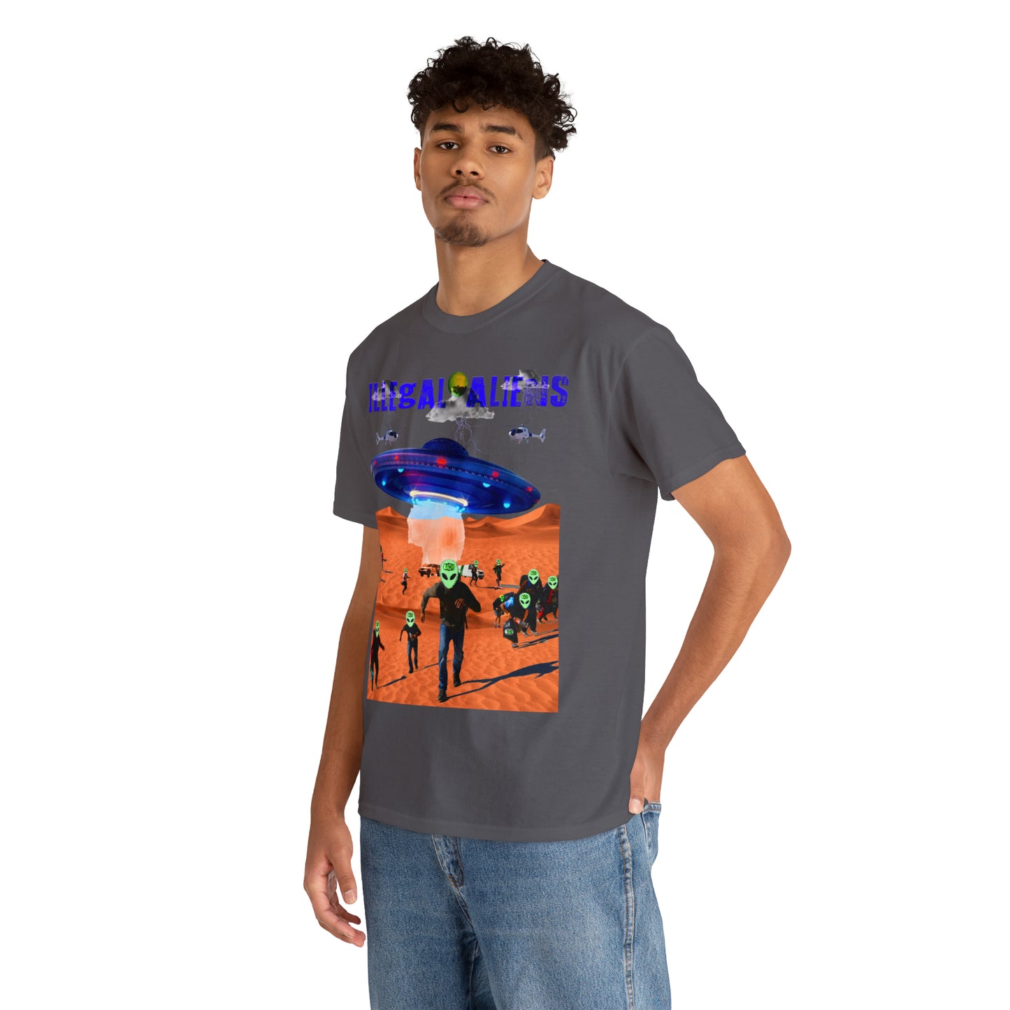 Vintage Sci-Fi Graphic Tee - Alien Invasion Streetwear Print (Bachi)