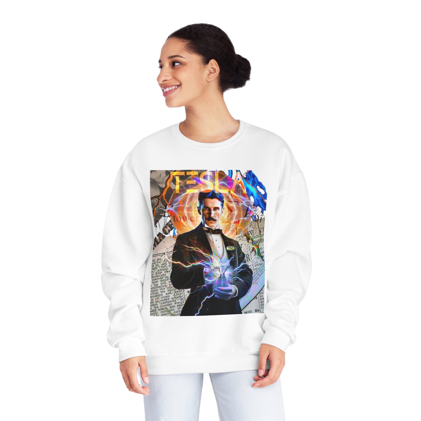 Vintage Science Icon Graphic Sweatshirt - Inventor Portrait Streetwear (Bachi)