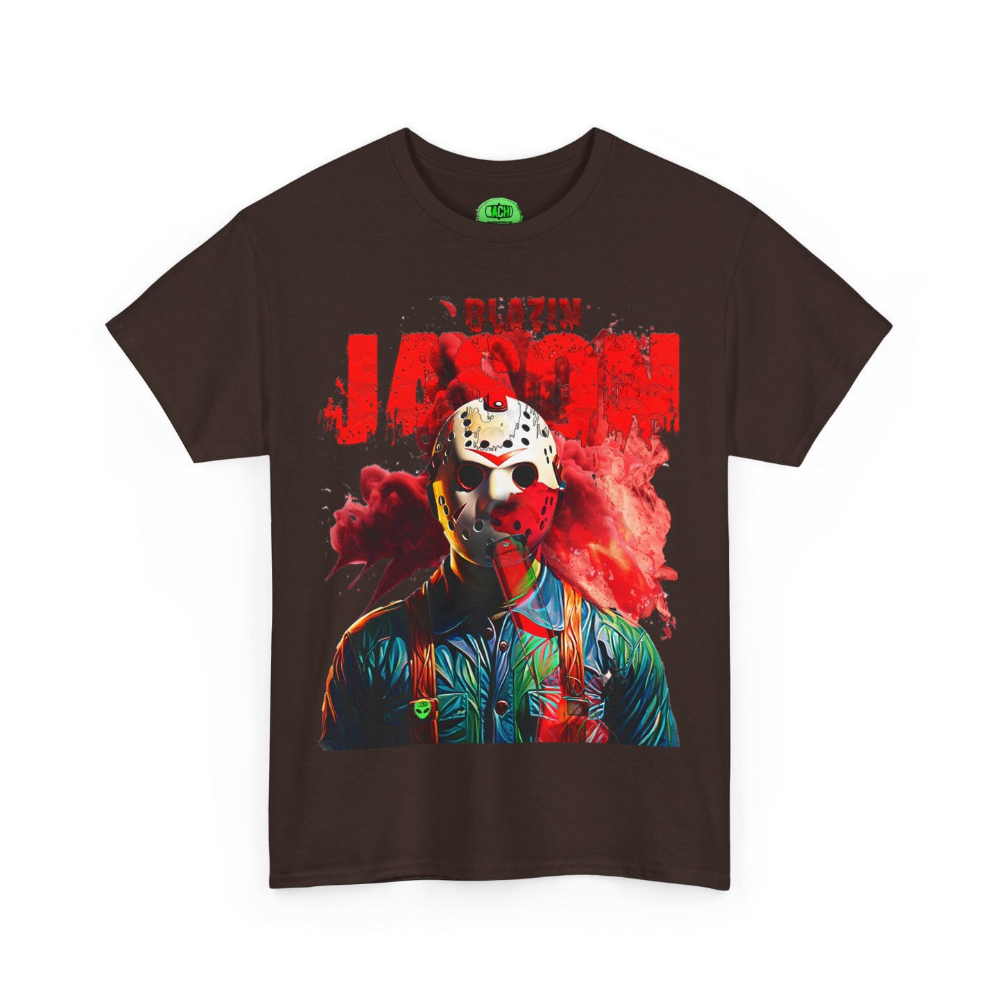 Vintage Horror Cinema Graphic Tee - Hockey Mask Slasher Streetwear (Bachi)
