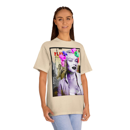 Vintage Pin-Up Graphic Tee - Hollywood Icon Pink Rollers Print (Bachi)