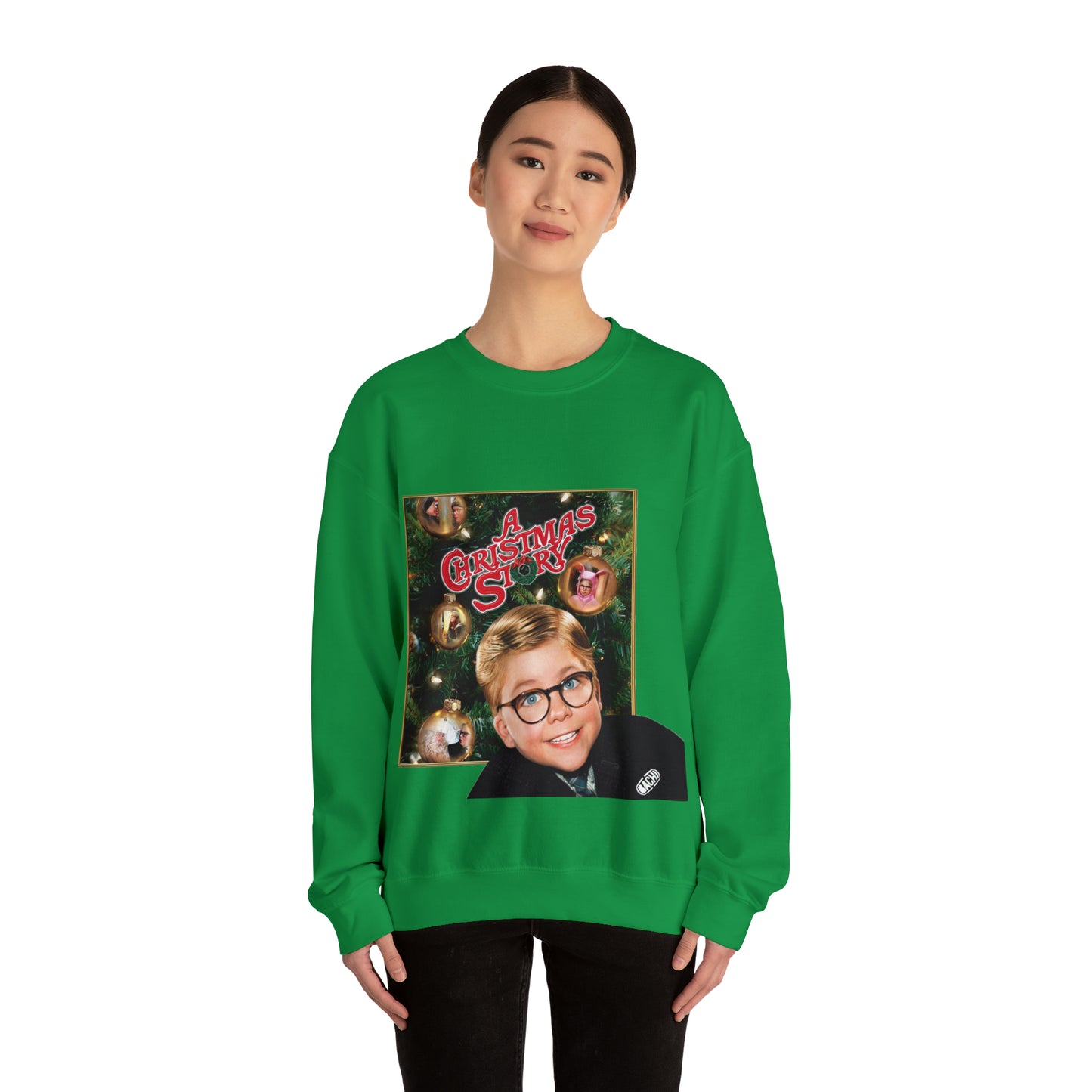 Vintage Holiday Graphic Sweatshirt - 80s Family Cinema Print (Bachi)