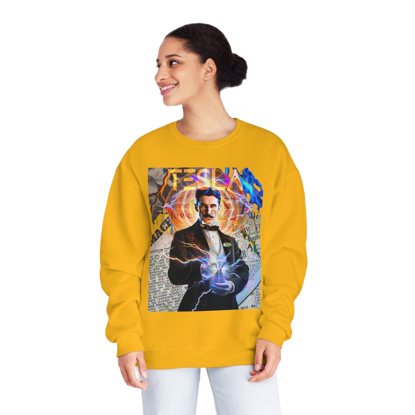 Vintage Science Icon Graphic Sweatshirt - Inventor Portrait Streetwear (Bachi)