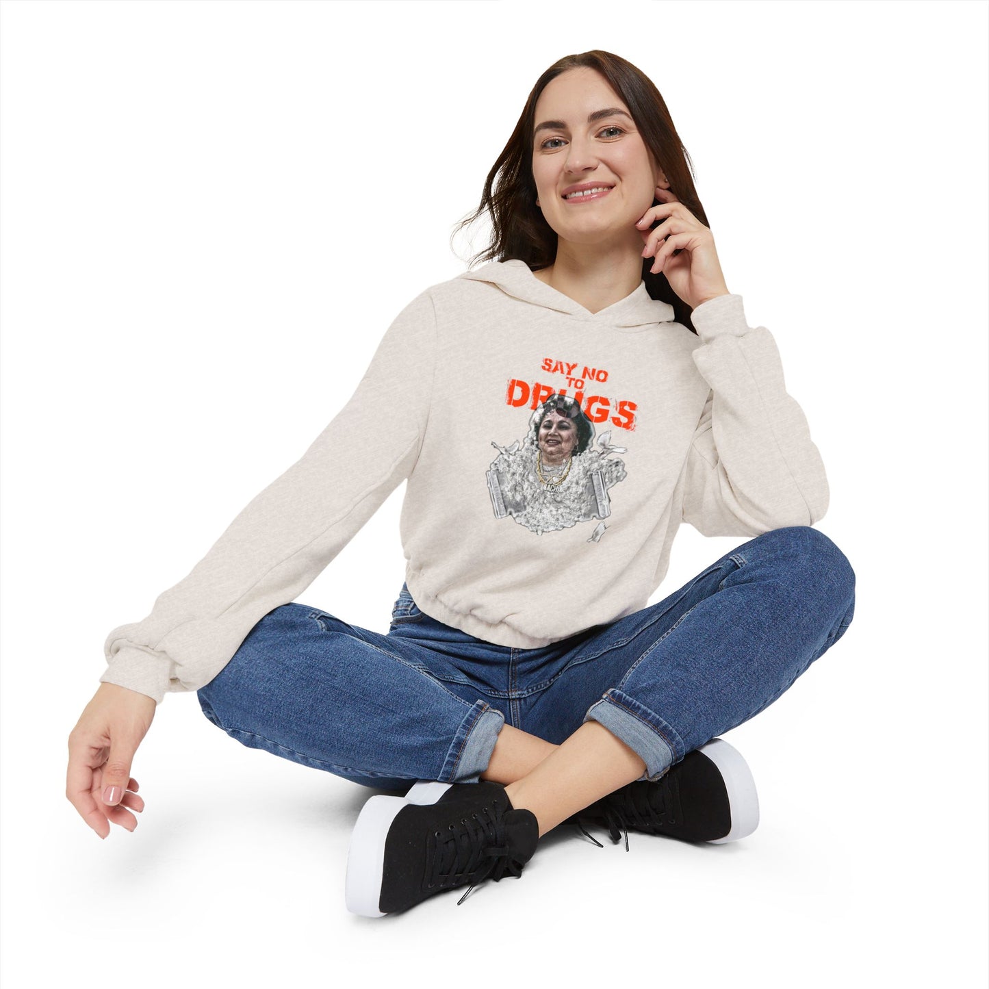 Cinched Hem Graphic Hoodie - Latin Icon Streetwear Print (Bachi)