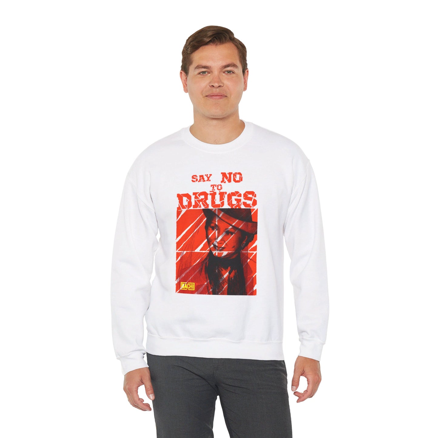 Oversized Graphic Sweatshirt - Latin Icon Orange Stripe Streetwear (Bachi)