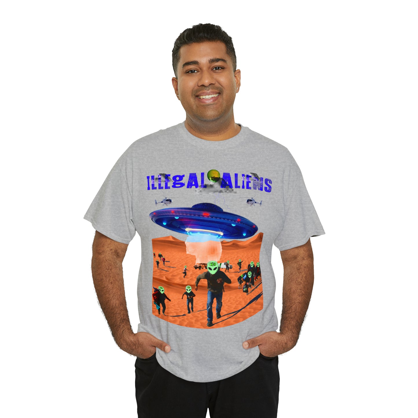 Vintage Sci-Fi Graphic Tee - Alien Invasion Streetwear Print (Bachi)