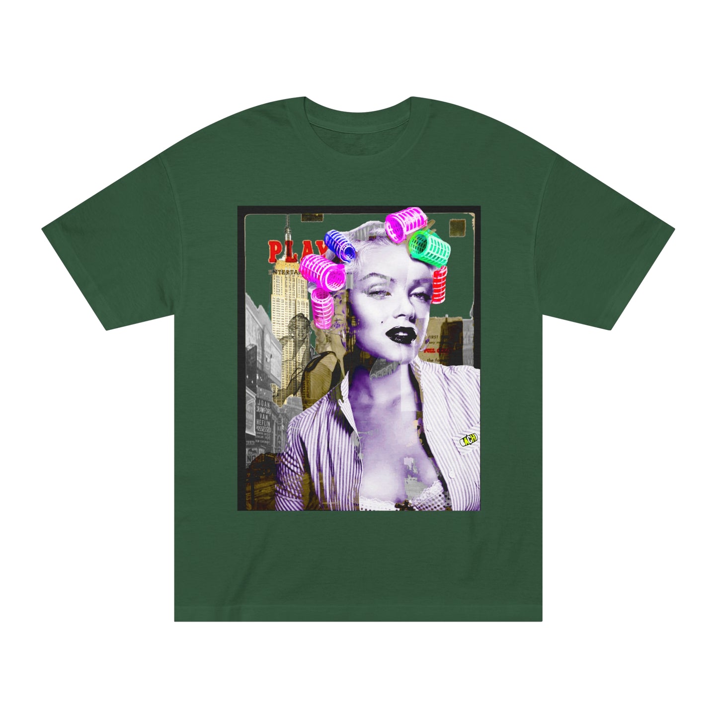 Vintage Pin-Up Graphic Tee - Hollywood Icon Pink Rollers Print (Bachi)