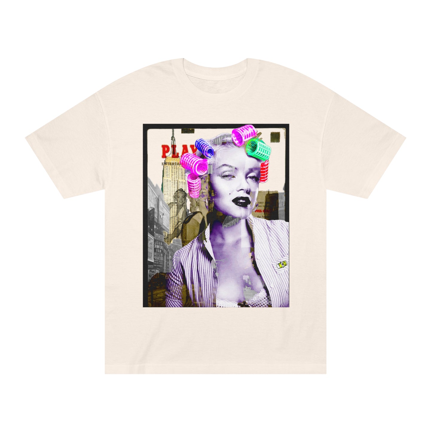 Vintage Pin-Up Graphic Tee - Hollywood Icon Pink Rollers Print (Bachi)