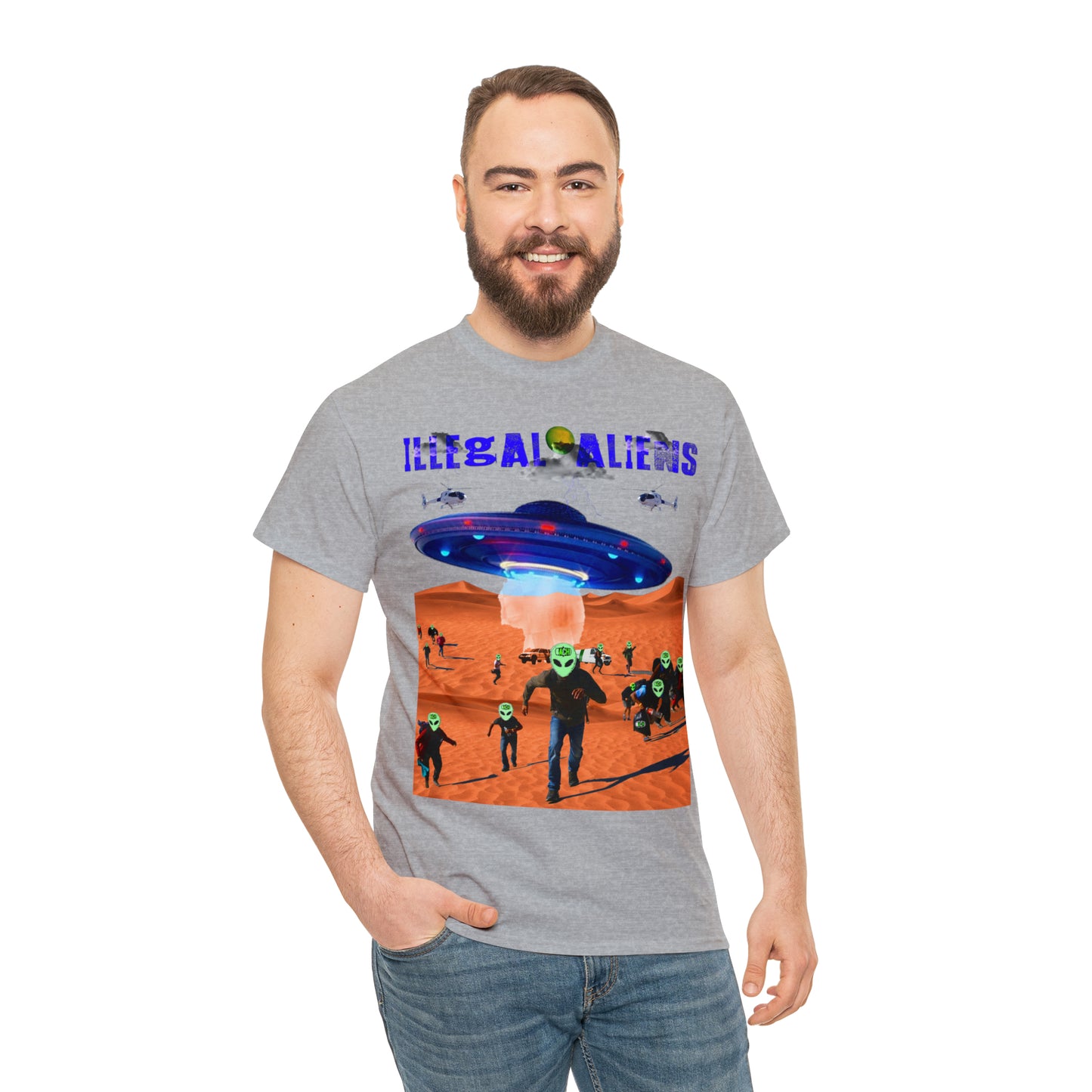 Vintage Sci-Fi Graphic Tee - Alien Invasion Streetwear Print (Bachi)