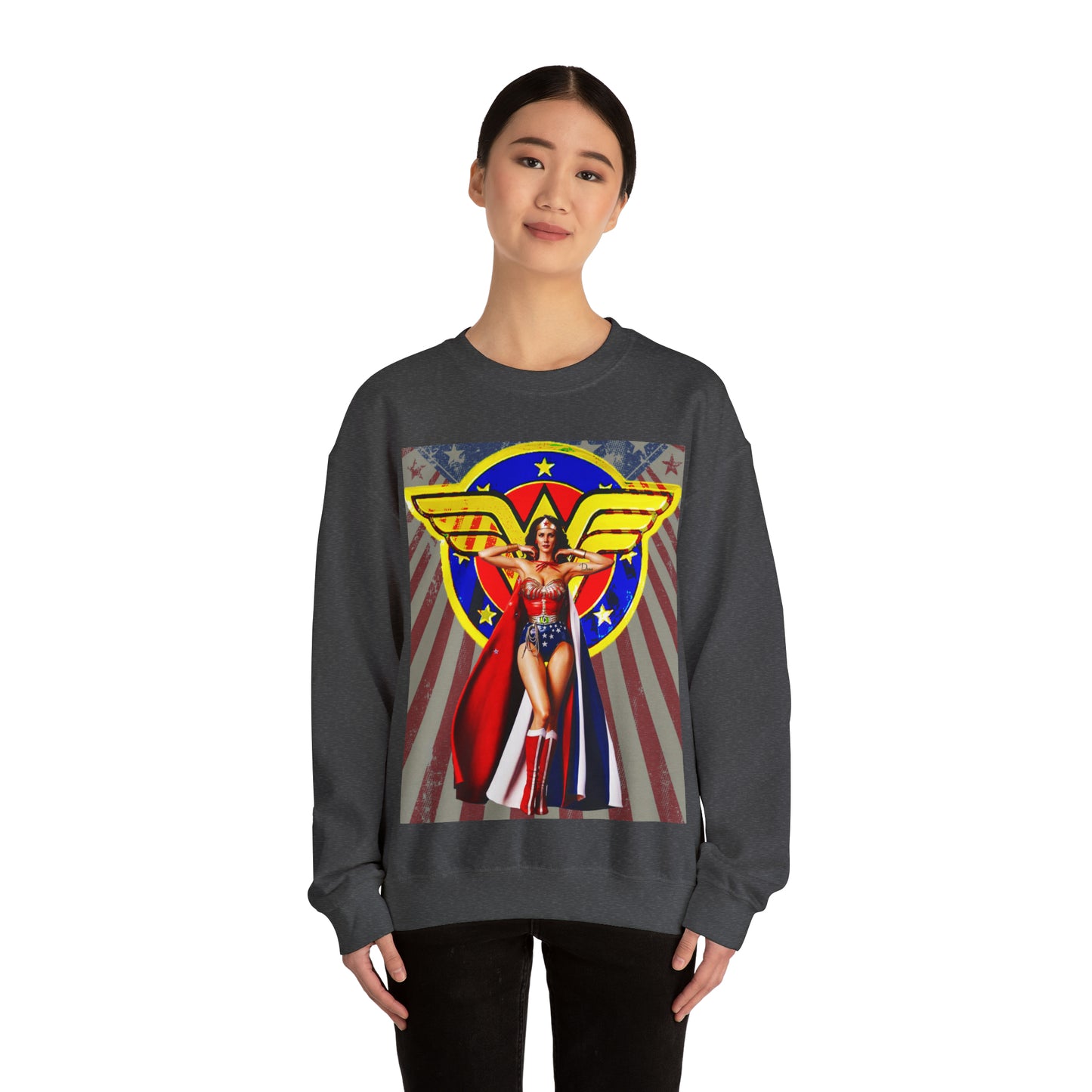 Vintage Female Hero Graphic Sweatshirt - Comic Streetwear Print (Bachi)