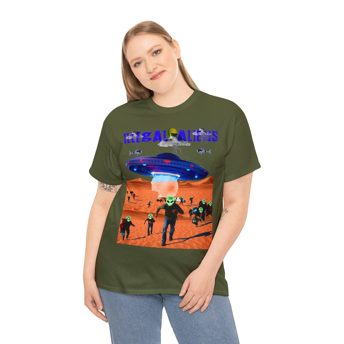 Vintage Sci-Fi Graphic Tee - Alien Invasion Streetwear Print (Bachi)