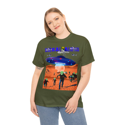 Vintage Sci-Fi Graphic Tee - Alien Invasion Streetwear Print (Bachi)