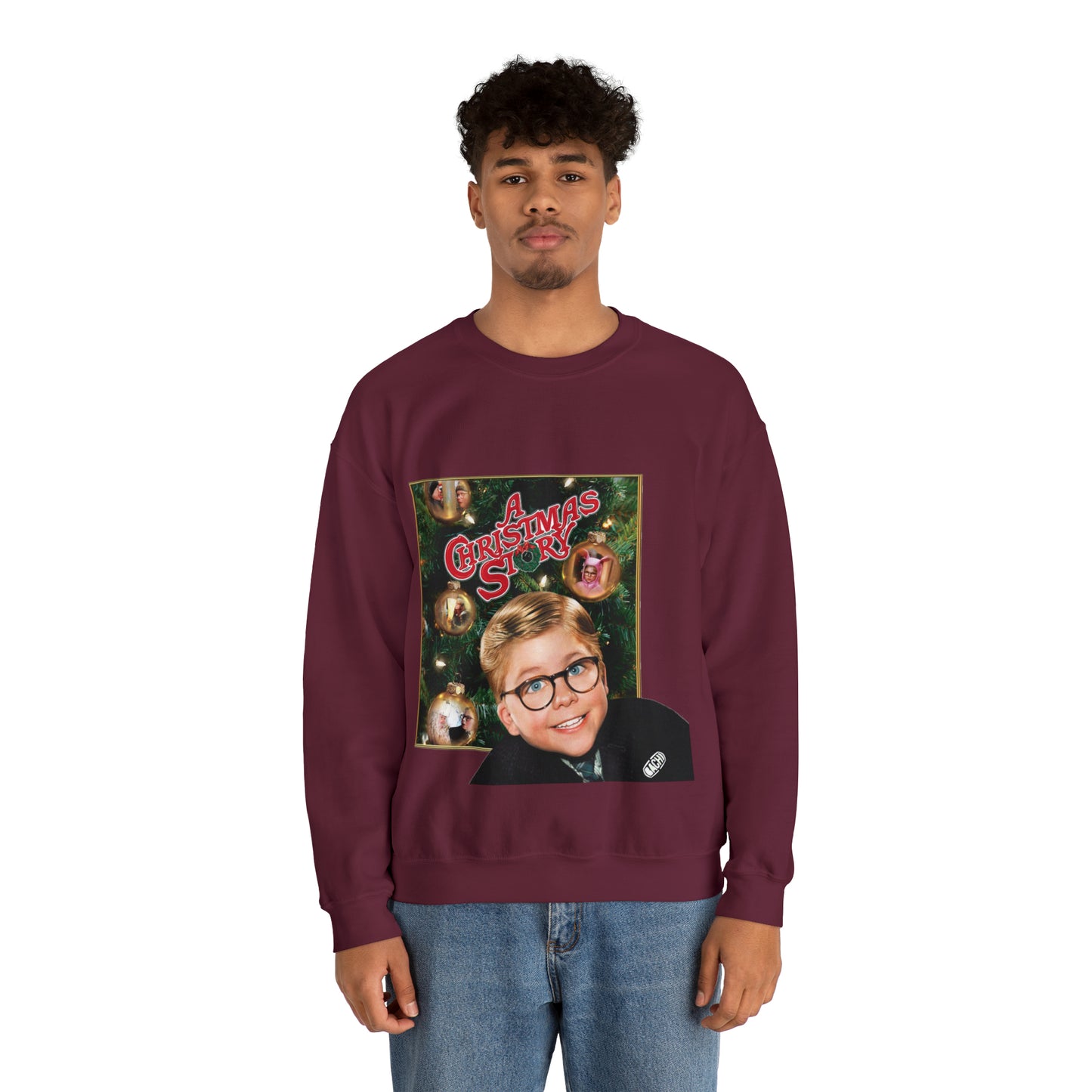 Vintage Holiday Graphic Sweatshirt - 80s Family Cinema Print (Bachi)