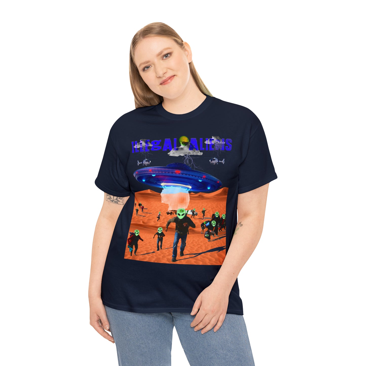 Vintage Sci-Fi Graphic Tee - Alien Invasion Streetwear Print (Bachi)