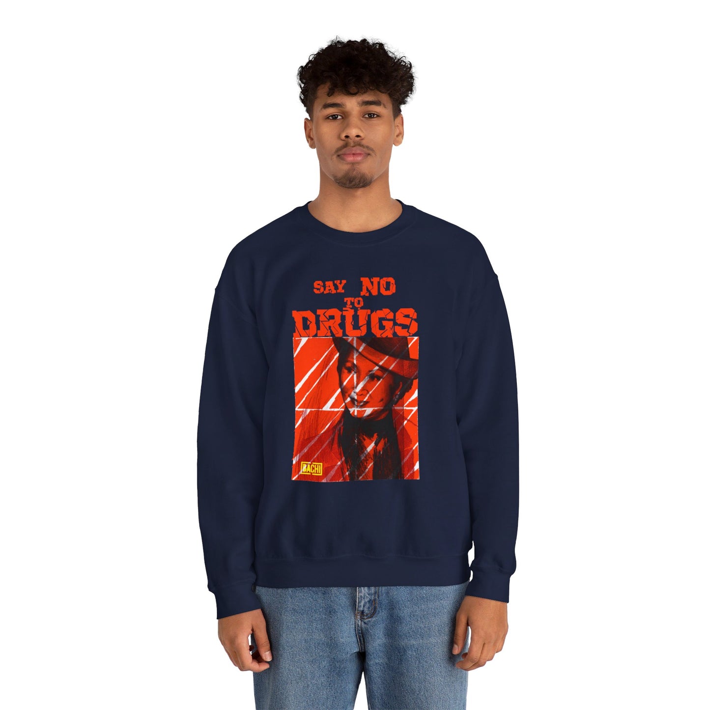 Oversized Graphic Sweatshirt - Latin Icon Orange Stripe Streetwear (Bachi)
