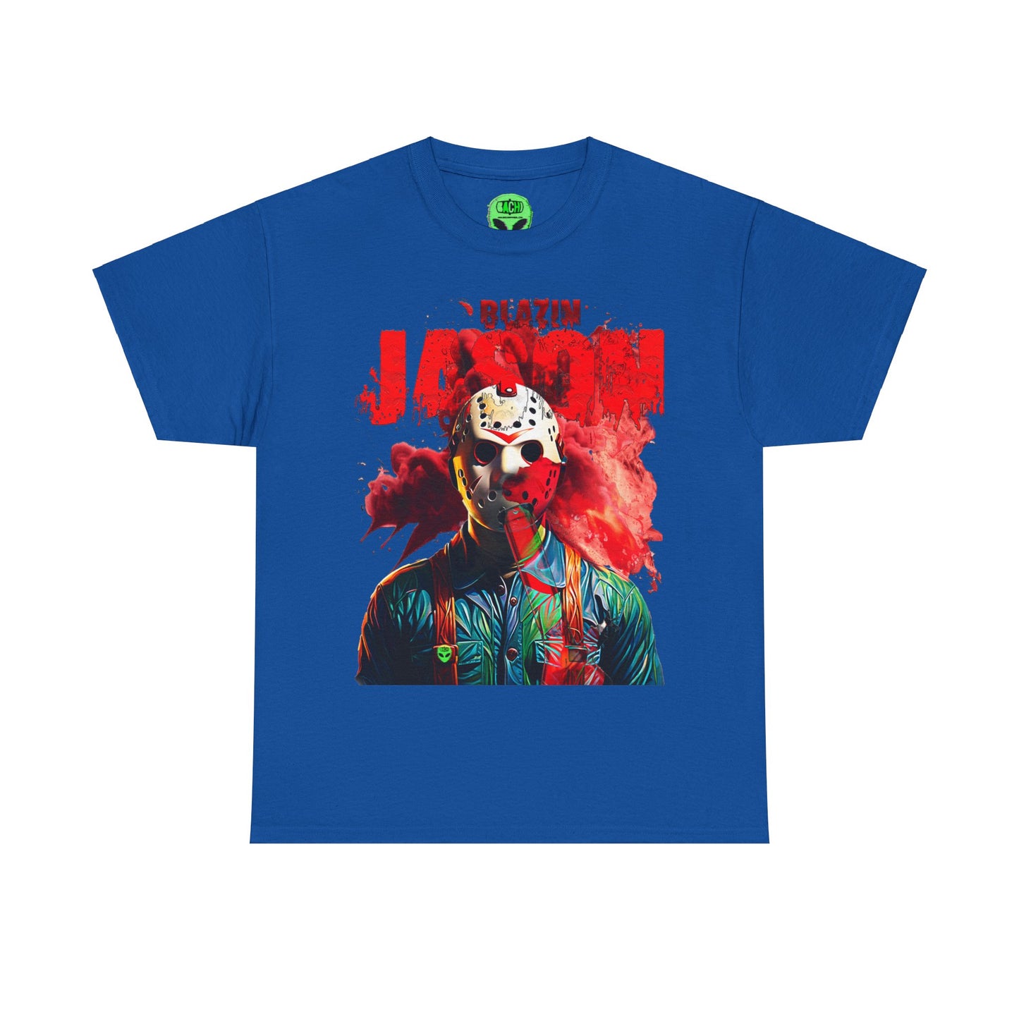 Vintage Horror Cinema Graphic Tee - Hockey Mask Slasher Streetwear (Bachi)