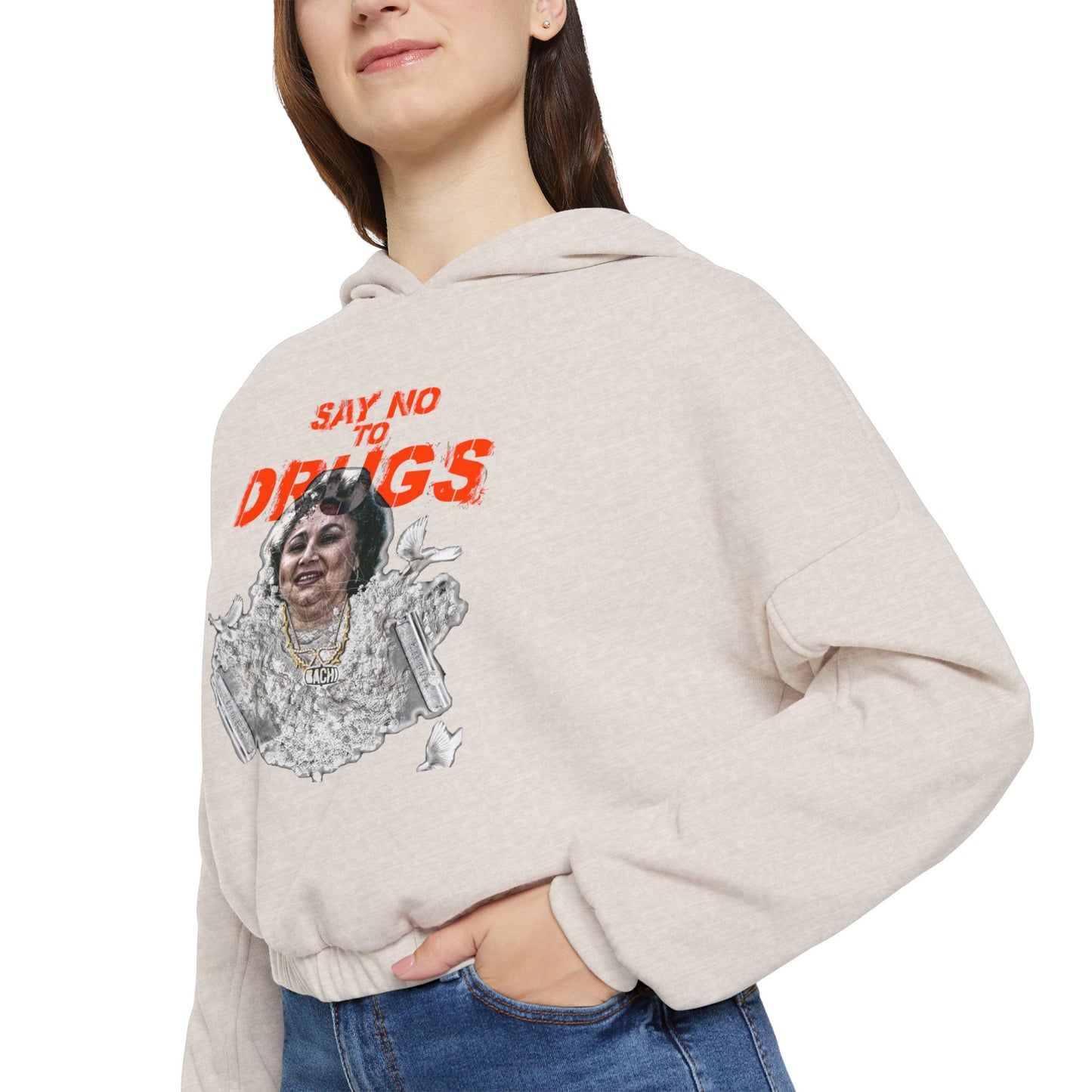 Cinched Hem Graphic Hoodie - Latin Icon Streetwear Print (Bachi)