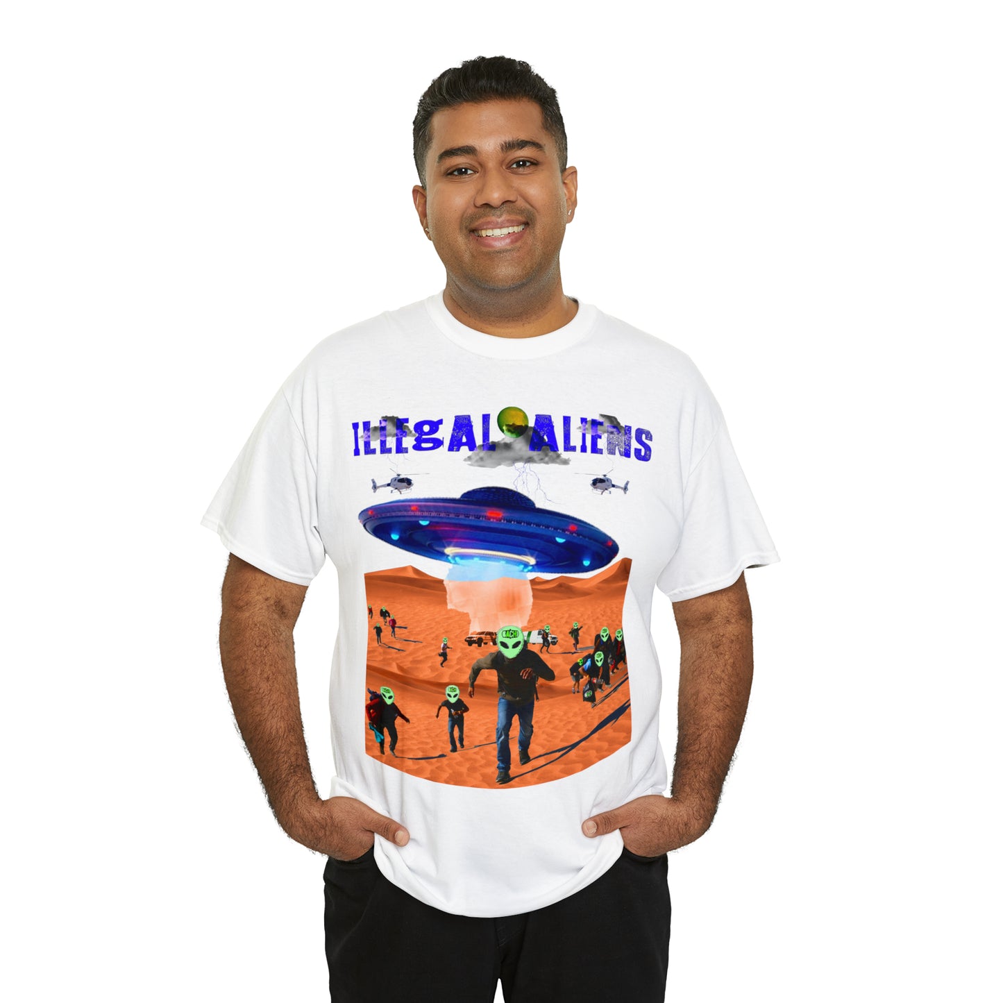 Vintage Sci-Fi Graphic Tee - Alien Invasion Streetwear Print (Bachi)