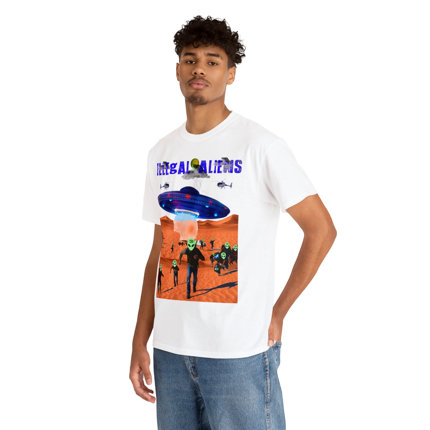 Vintage Sci-Fi Graphic Tee - Alien Invasion Streetwear Print (Bachi)